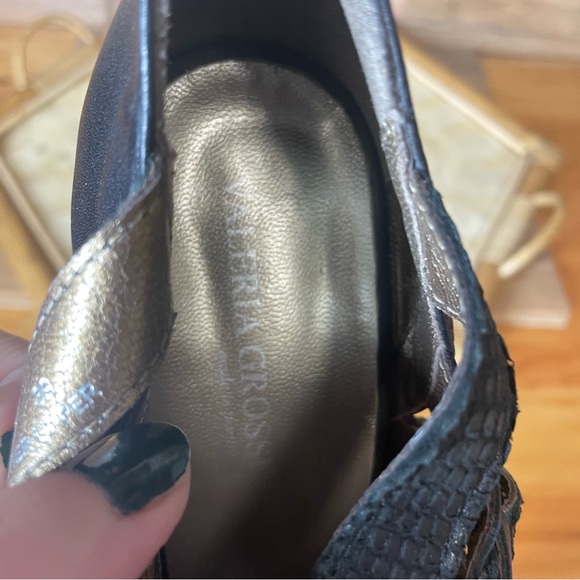 Valeria Grossi black leather lace up heels women’s 39 US 8.5 snakeskin print - Picture 9 of 9